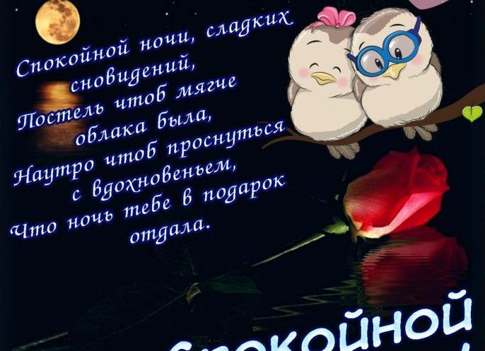 Короткие пожелания спокойной ночи любимой девушке в стихах