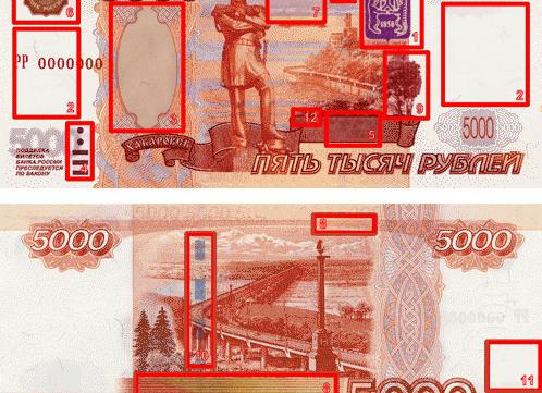 Пятитысячные купюры: описание, проверка подлинности
